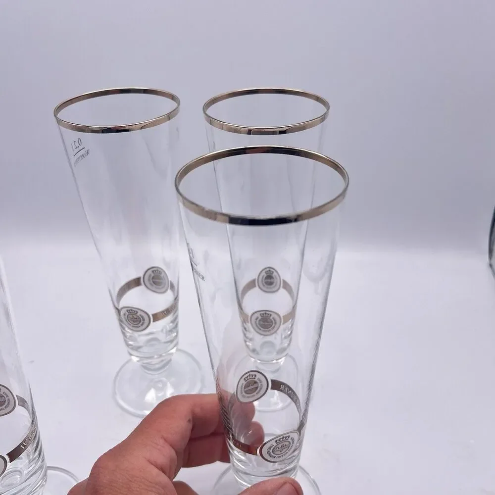 Vintage German 8” .2L Warsteiner pilsner Glasses
